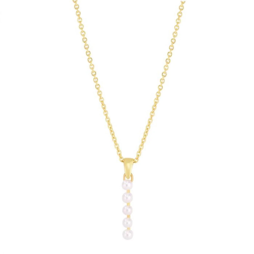 14K Yellow Gold Cultured Pearl Initials Letter Pendant Necklace 18" C89713