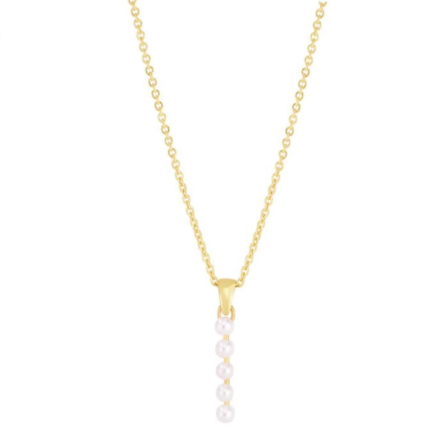 14K Yellow Gold Cultured Pearl Initials Letter Pendant Necklace 18" C89713