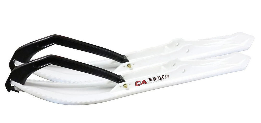 White Snowmobile Skis with 8" Round Bars Complete Kit J233