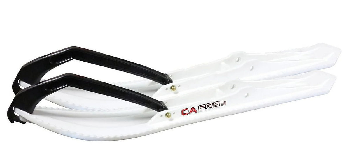 White Snowmobile Skis with 8" Round Bars Complete Kit J233