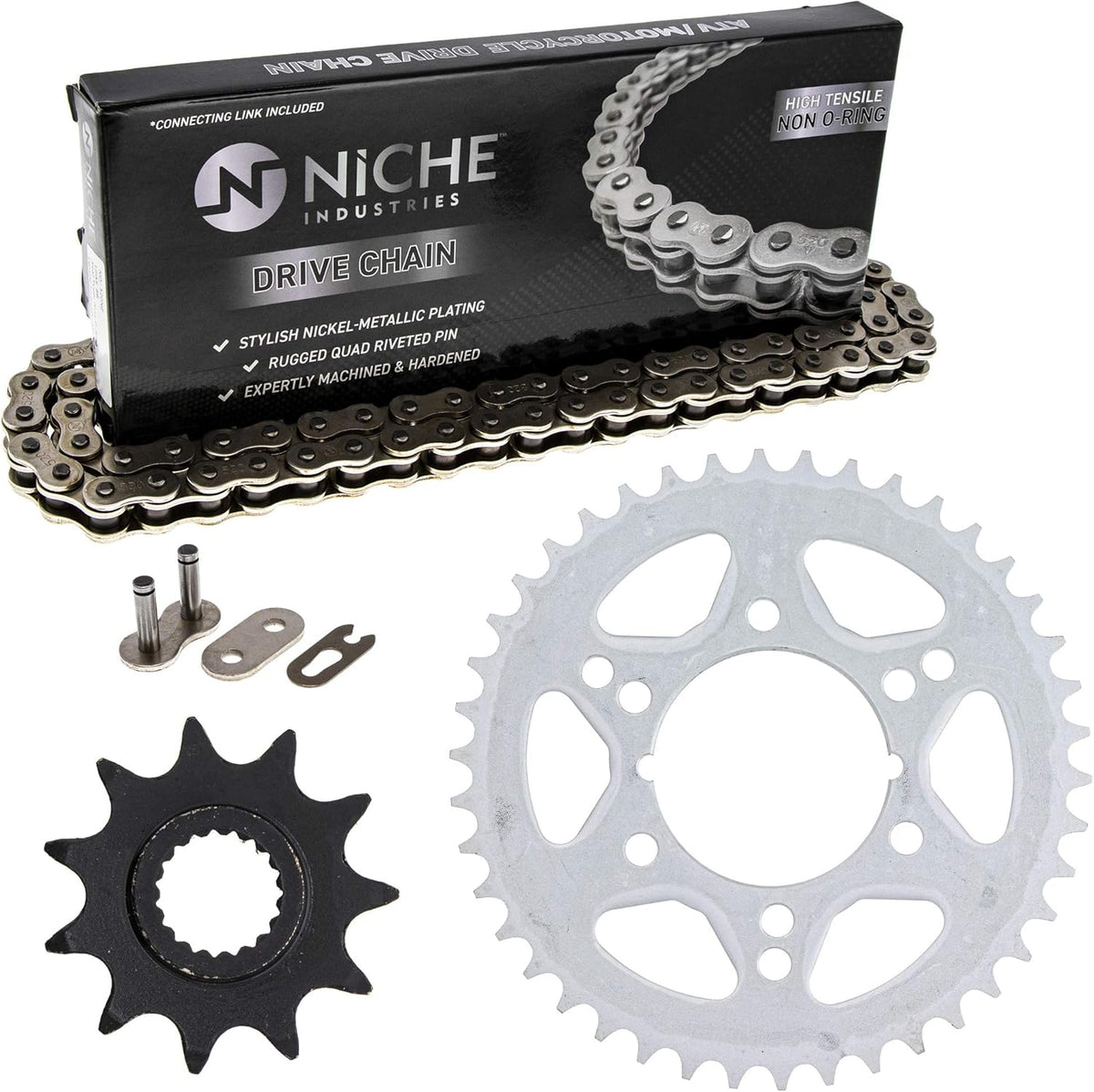 Drive Sprocket Chain Combo Front 11 Rear 42 Tooth 520NZ Standard 70 Links Pack of 2 D5881