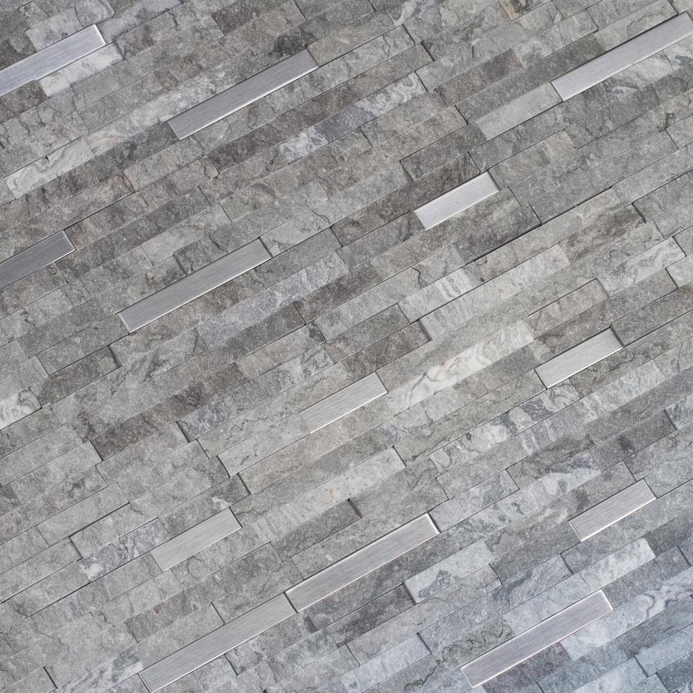 12 in. x 12 in. Matte Metal Stone Mesh-Mounted Mosaic Wall Tile V324827