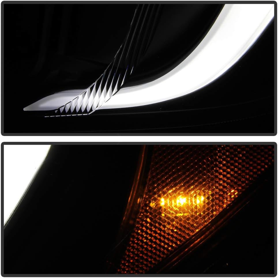 Black Housing LED Tube Projector Headlights Headlamps B31797