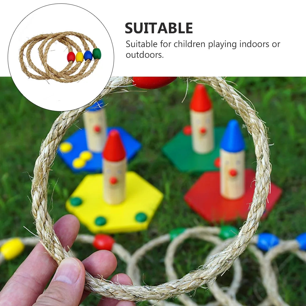 Throwing Ring Games Kids Toss Toy Outdoor Wooden Rope L784124
