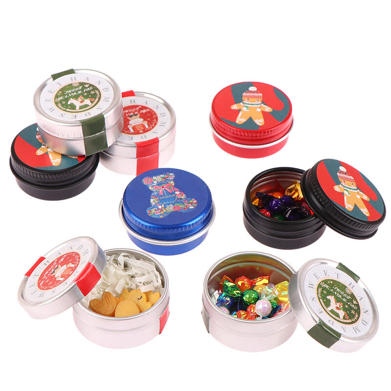 1:12 Dollhouse Miniature Christmas Cookies Tin Box Decor Toy J40387