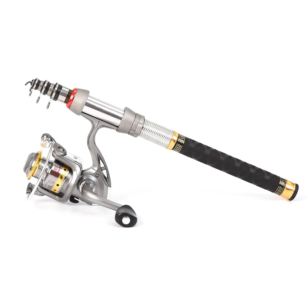 Telescopic Fishing Rod and Reel Combo Full Kit Spinning Pole Set X1047