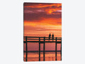 Sunset Island Jetty Silhouetted People Canvas Wall Decor Prints N48472