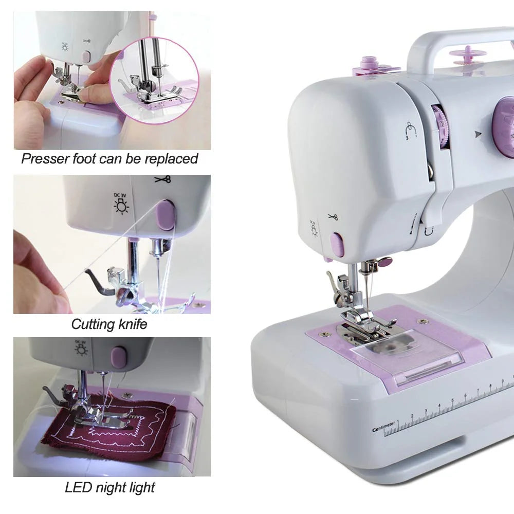 Mini Sewing Machine Set with 12 Stitches Sewing Kit Extension Table Q4876