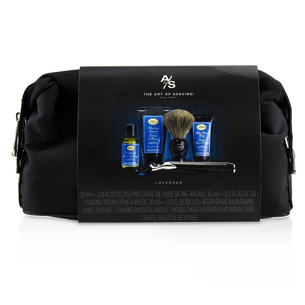 Lavender Pre Shave Oil + Shave Crm + A/S Balm + Brush + Razor 5pcs+1Bag L850415