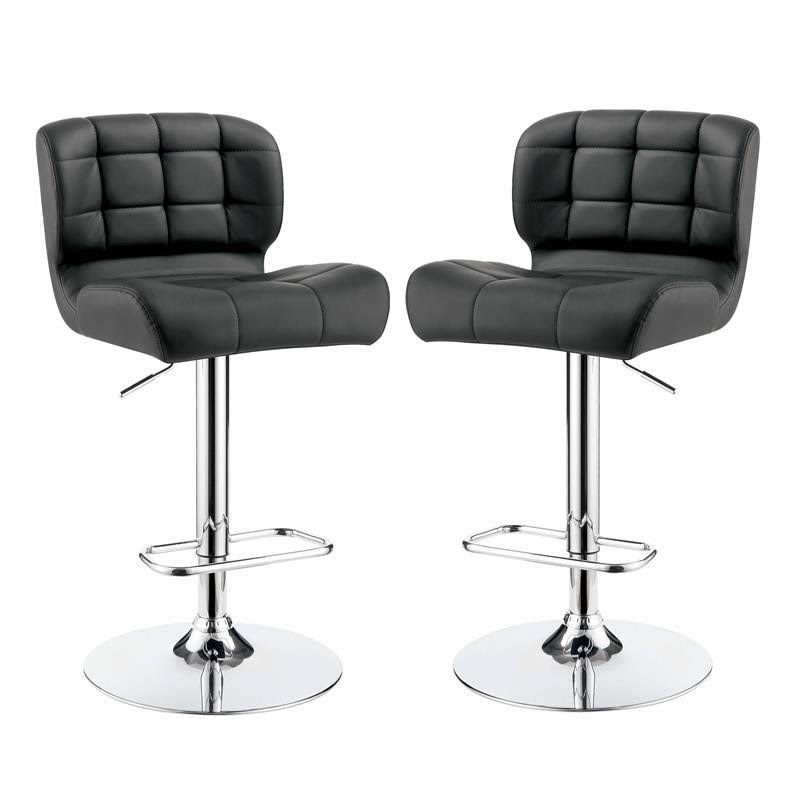 Gray Faux Leather Adjustable Barstool Set of 2 X6921