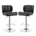 Gray Faux Leather Adjustable Barstool Set of 2 X6921