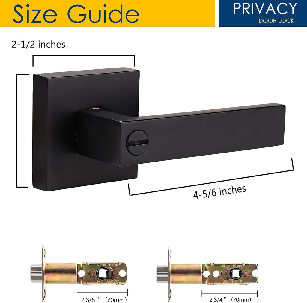 Matte Black Privacy Door Lever with Lock I522
