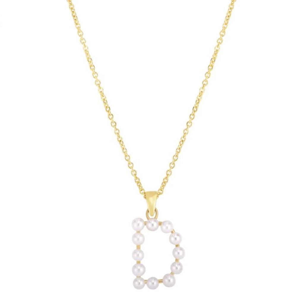14K Yellow Gold Cultured Pearl Initials Letter Pendant Necklace 18" C89713