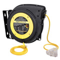 Retractable Heavy Duty 16AWG x 50' Extension Cord Reel with Glow Strip Cable and LED Light-Up Triple Tap Connector F744920