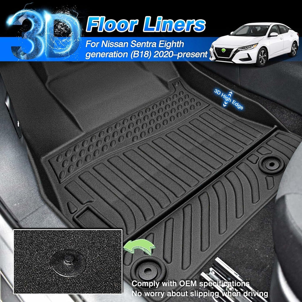 All Weather Non-Slip Floor Mats for Nissan Sentra 2020 2021 2022 1st & 2nd Row C150286