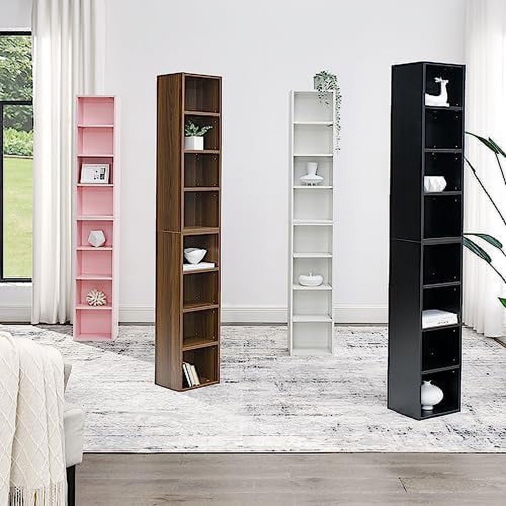 8-Tier Tall Narrow Media Tower Cabinet with Adjustable Shelves B43599