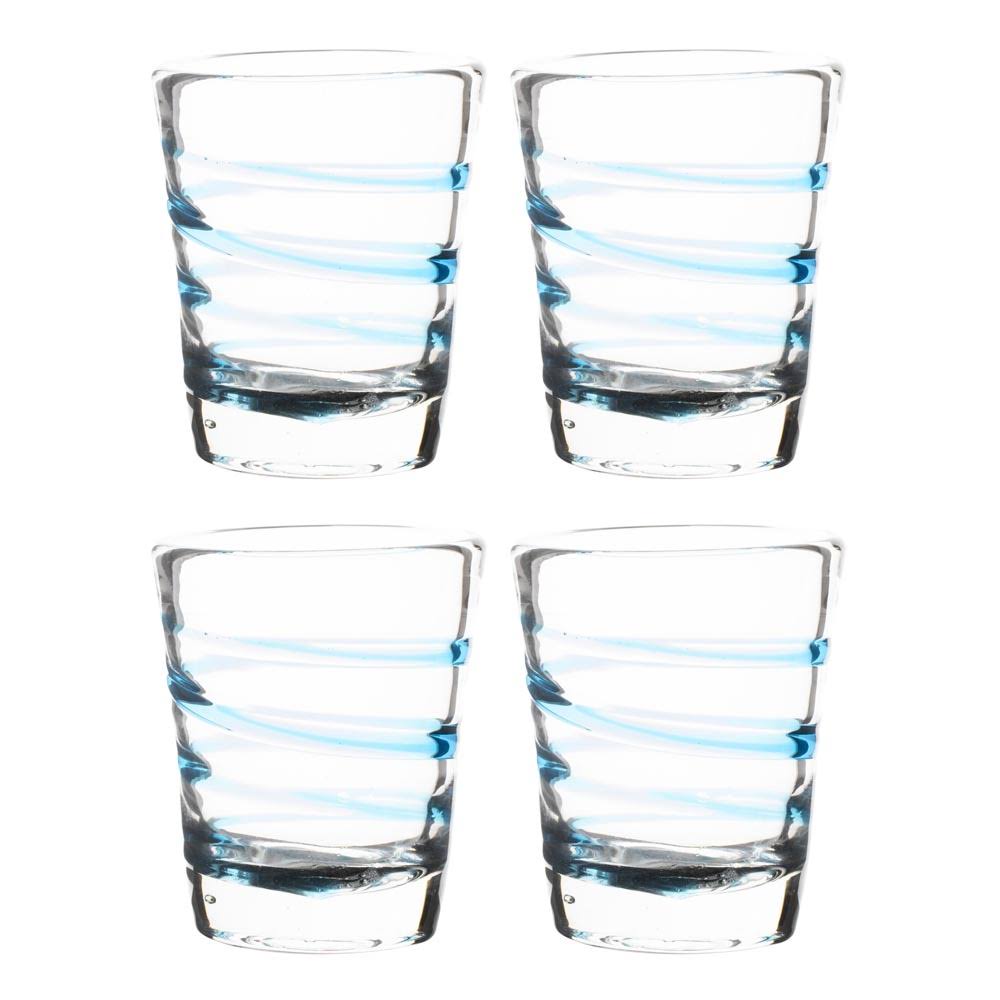 Aqua Twist Handblown Rocks Glasses - 10 oz - Set of 4 R808427