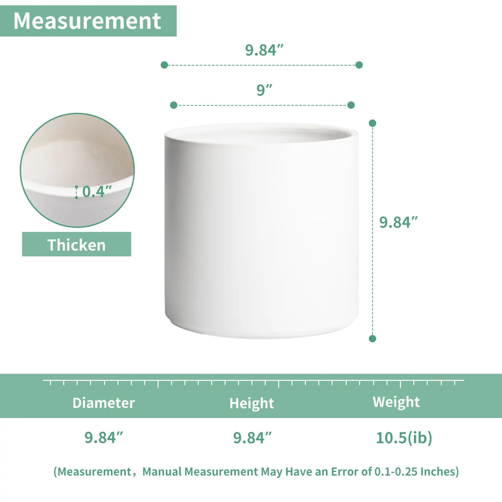 Ceramic Plant Pots with Drainage Hole (White) I536815