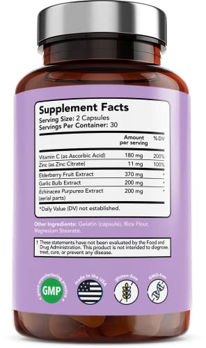 Organic Elderberry Capsules with Vitamin C and Zinc - 60 Capsules G56033