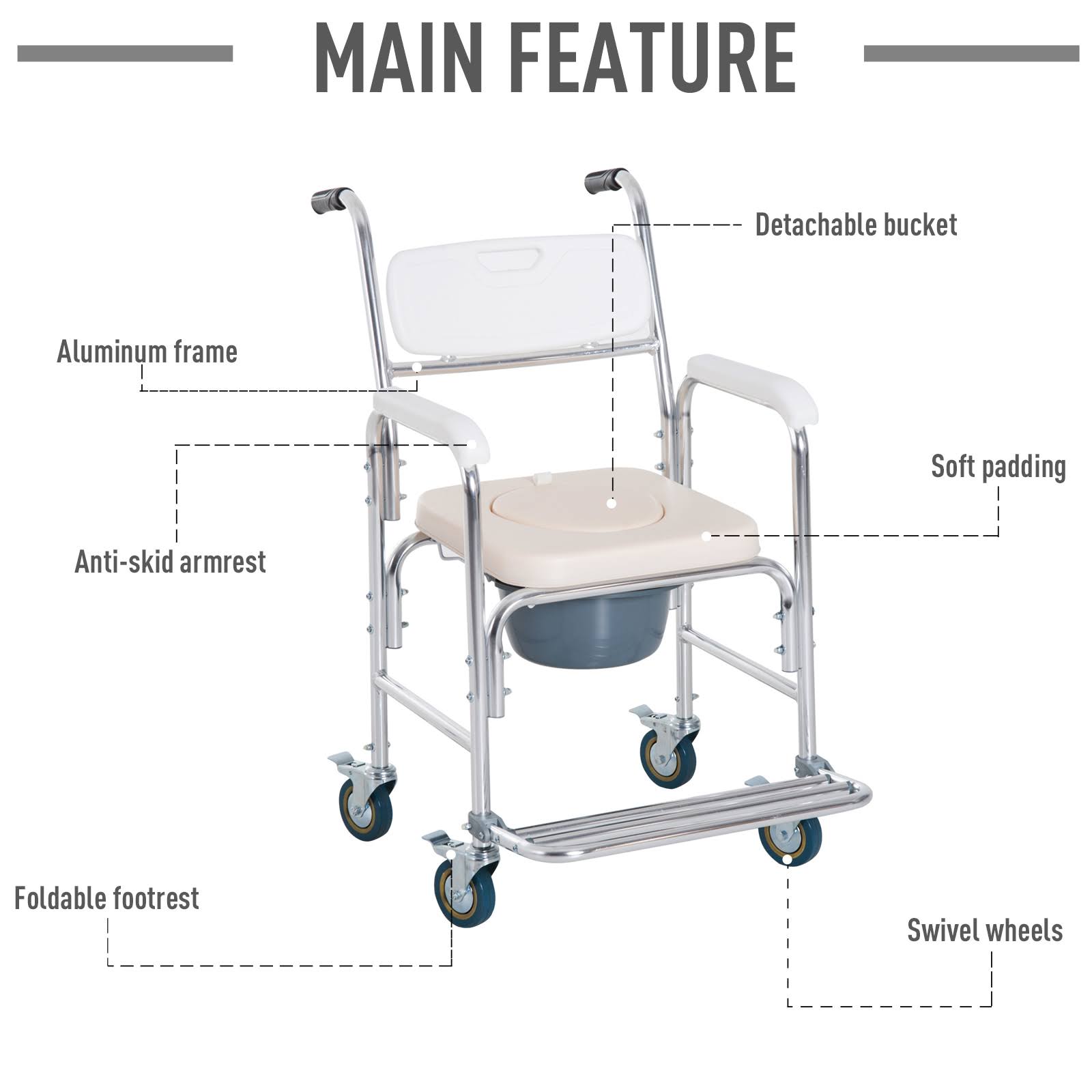 Medical Rolling Commode Chair E643060