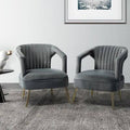 Gray Velvet Barrel Chair Q253