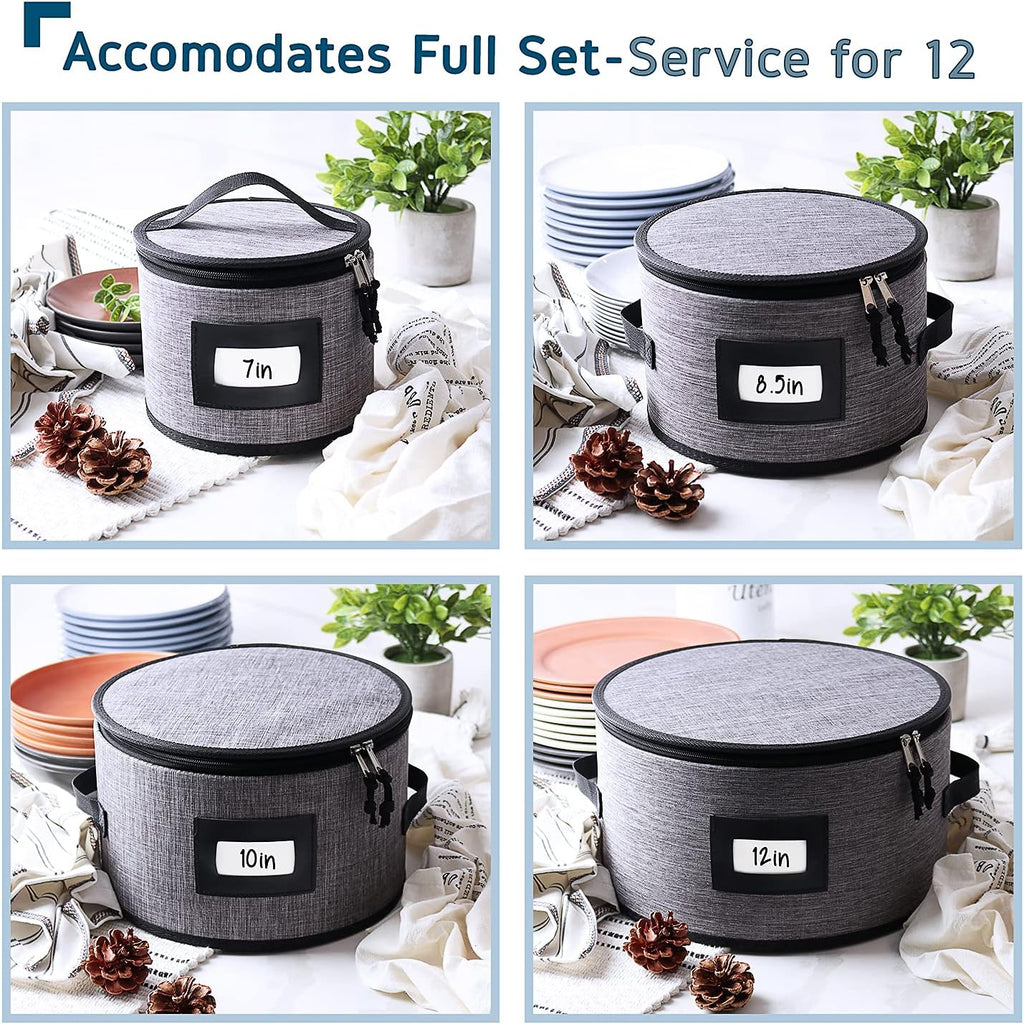 7-Pc. Hard Shell Stackable Storage Containers for Dinnerware with Dividers & Handles J2068