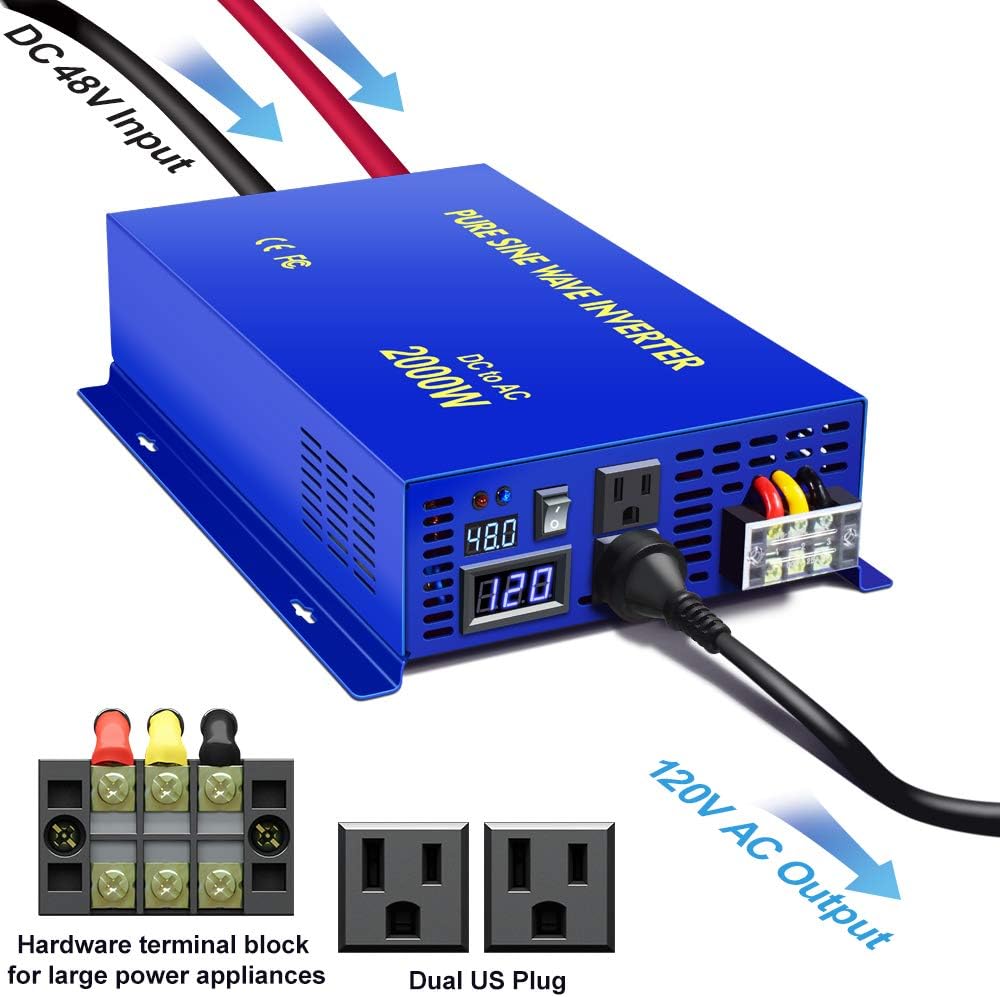 2000 Watt Pure Sine Wave Power Inverter 48V DC to AC 120V K8230