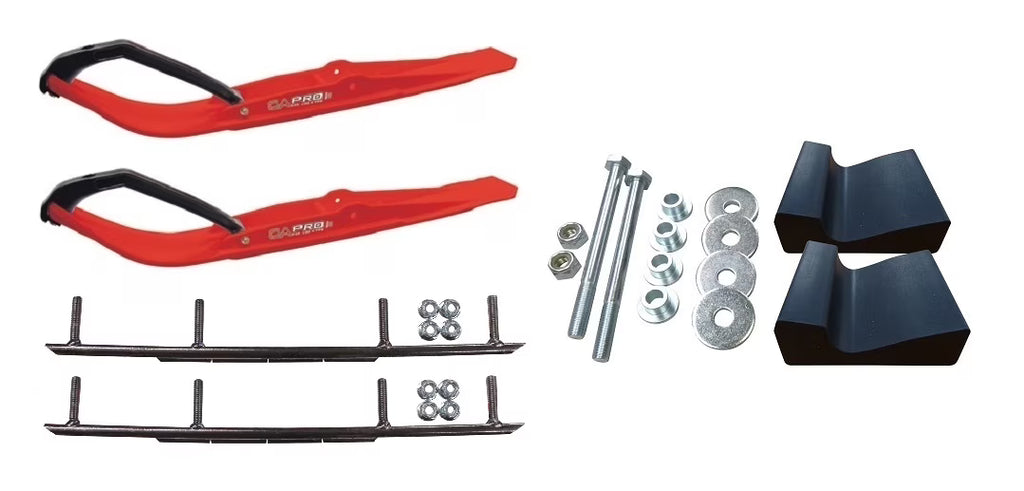 Red Razor Snowmobile Skis with 8" Round Bars Complete Kit C75566
