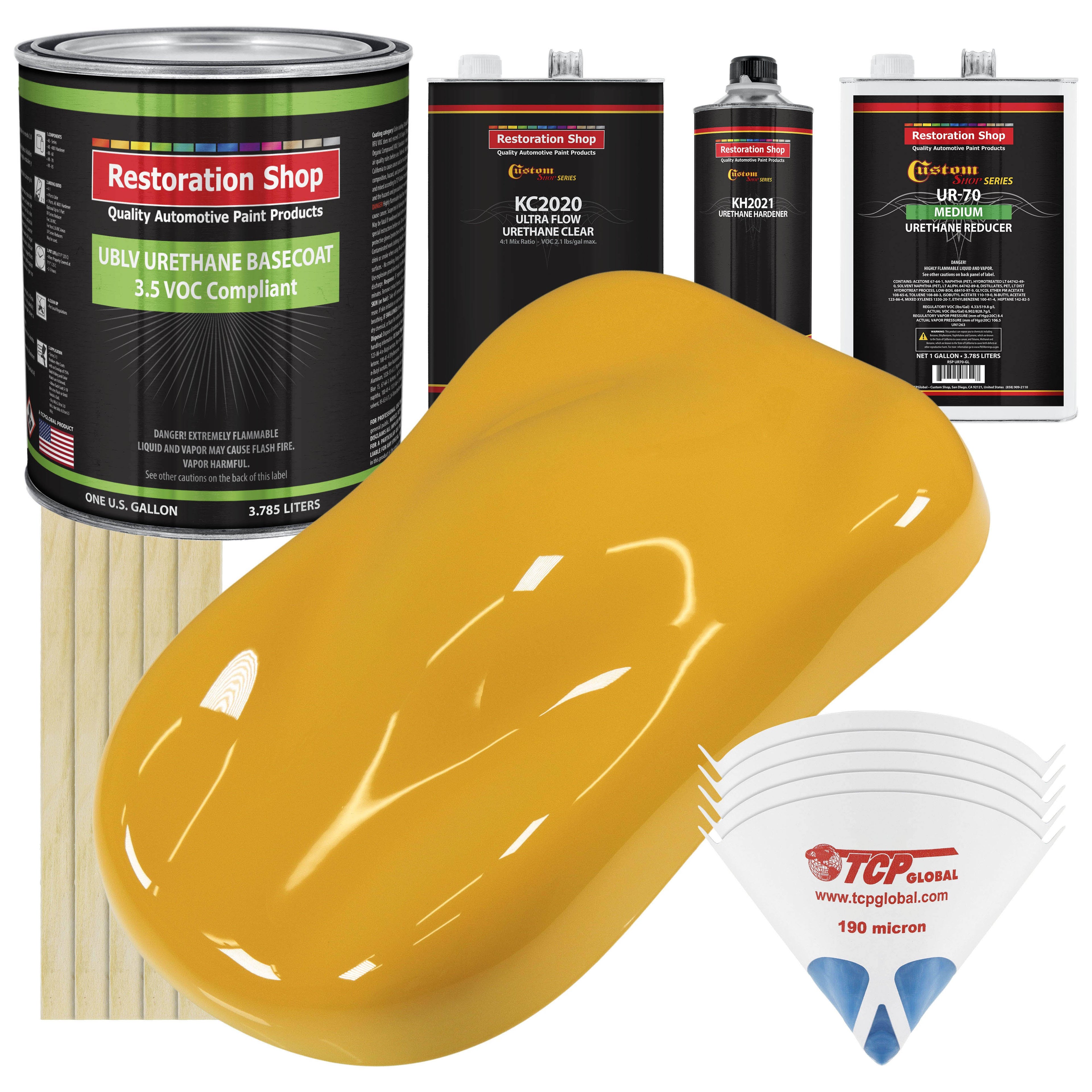 Corvette Yellow Urethane Basecoat Clearcoat Car Paint Complete Gallon Kit P954110