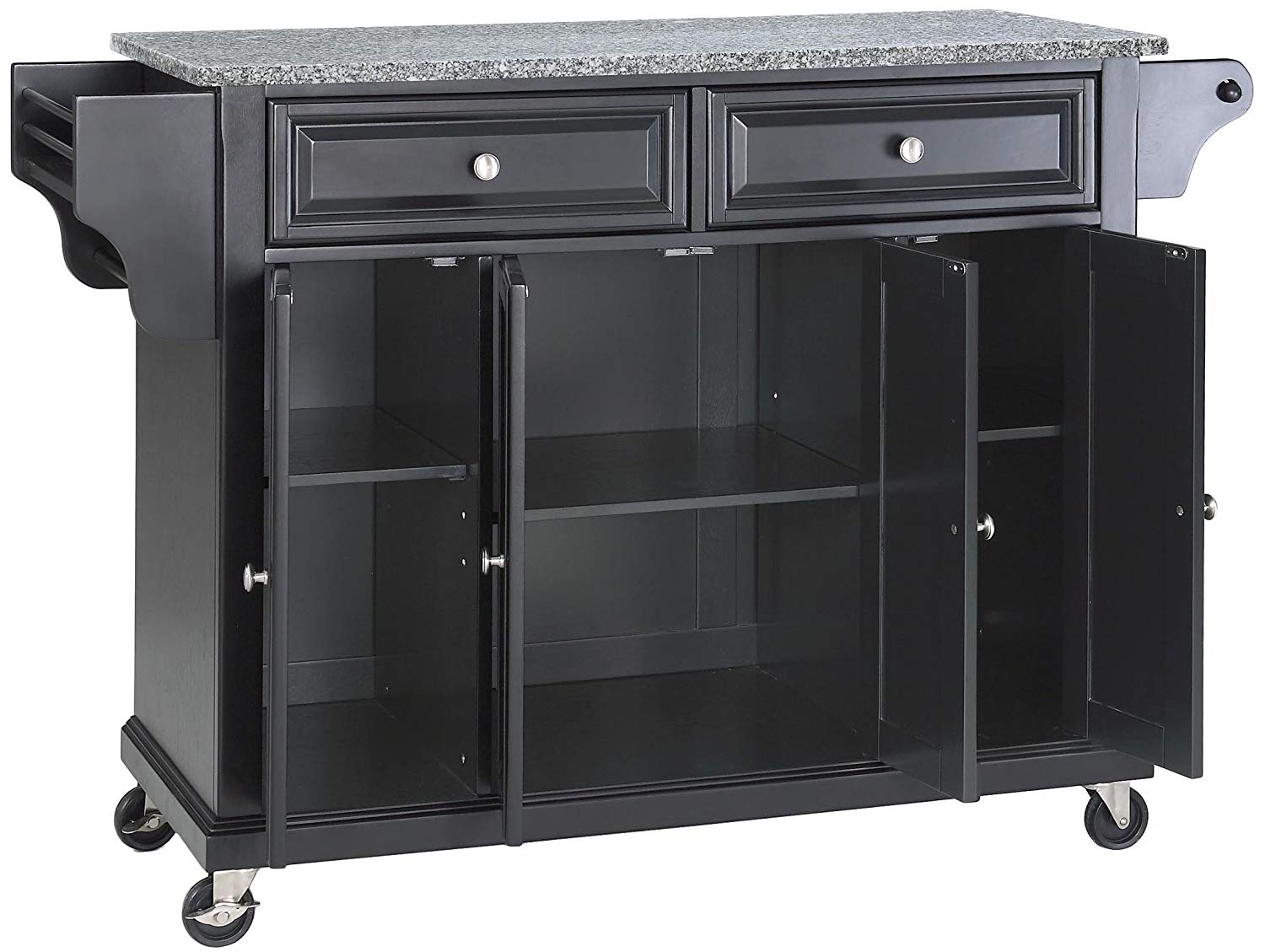 Black/Gray Stainless Steel Wood Kitchen Cart L5803