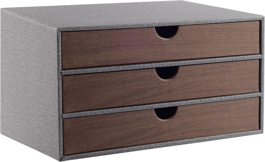 Black Leather 3 Drawer Desk Organizer Storage Box K162361