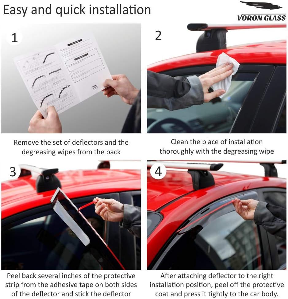 4 Pieces Glass Tape-on Rain Guards for Trucks L56556