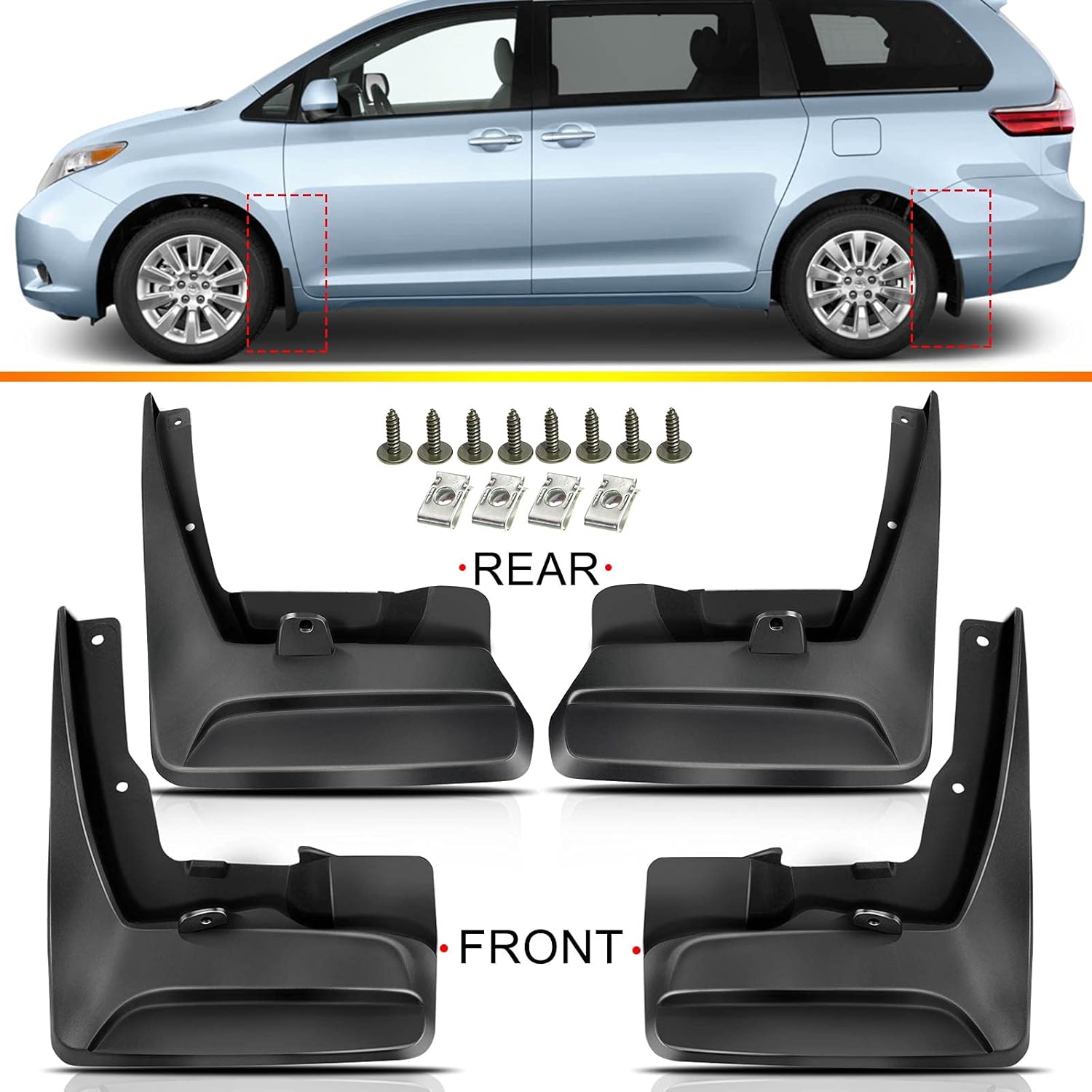 Set of 4 Mud Flaps Splash Guards for Toyota Sienna C905