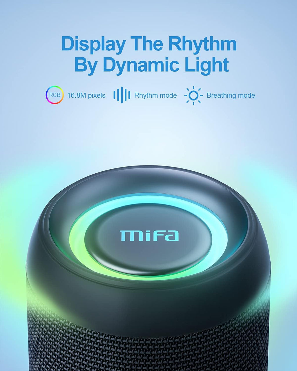 Bluetooth Speaker, Wireless Portable, 60W, IPX7 Waterproof, 24H Playtime, RGB Lights, Built-in Mic, with Protective Hardshell Case M77539