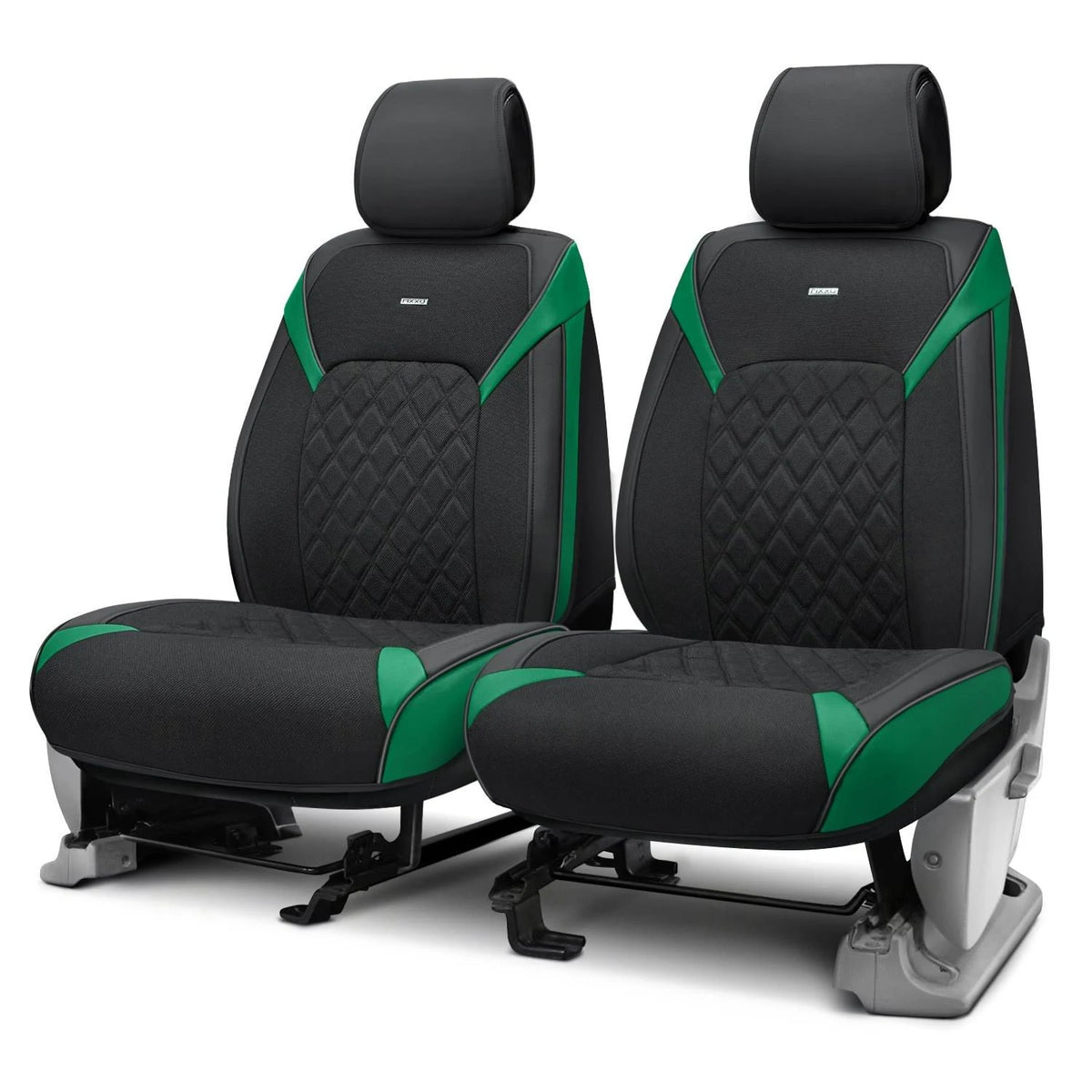 Black Seat Covers with Green Accents C8094