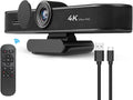 4K Webcam with Microphone and Speaker, 5X Digital Zoom, Privacy Cover, 120° Wide Field View N2086