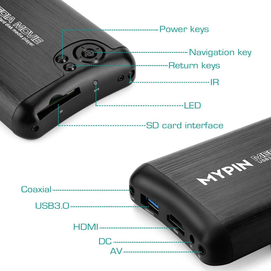 1080P USB3.0 HDMI Media Player with HDMI/AV/Coaxial Output L9468