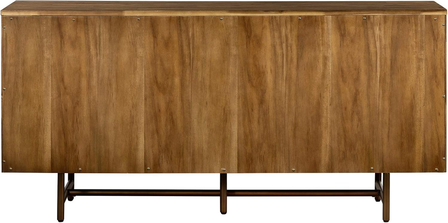 Mixed Wood Dining Buffet Cabinet Credenza Storage 62 Wide Matte Brass P9330