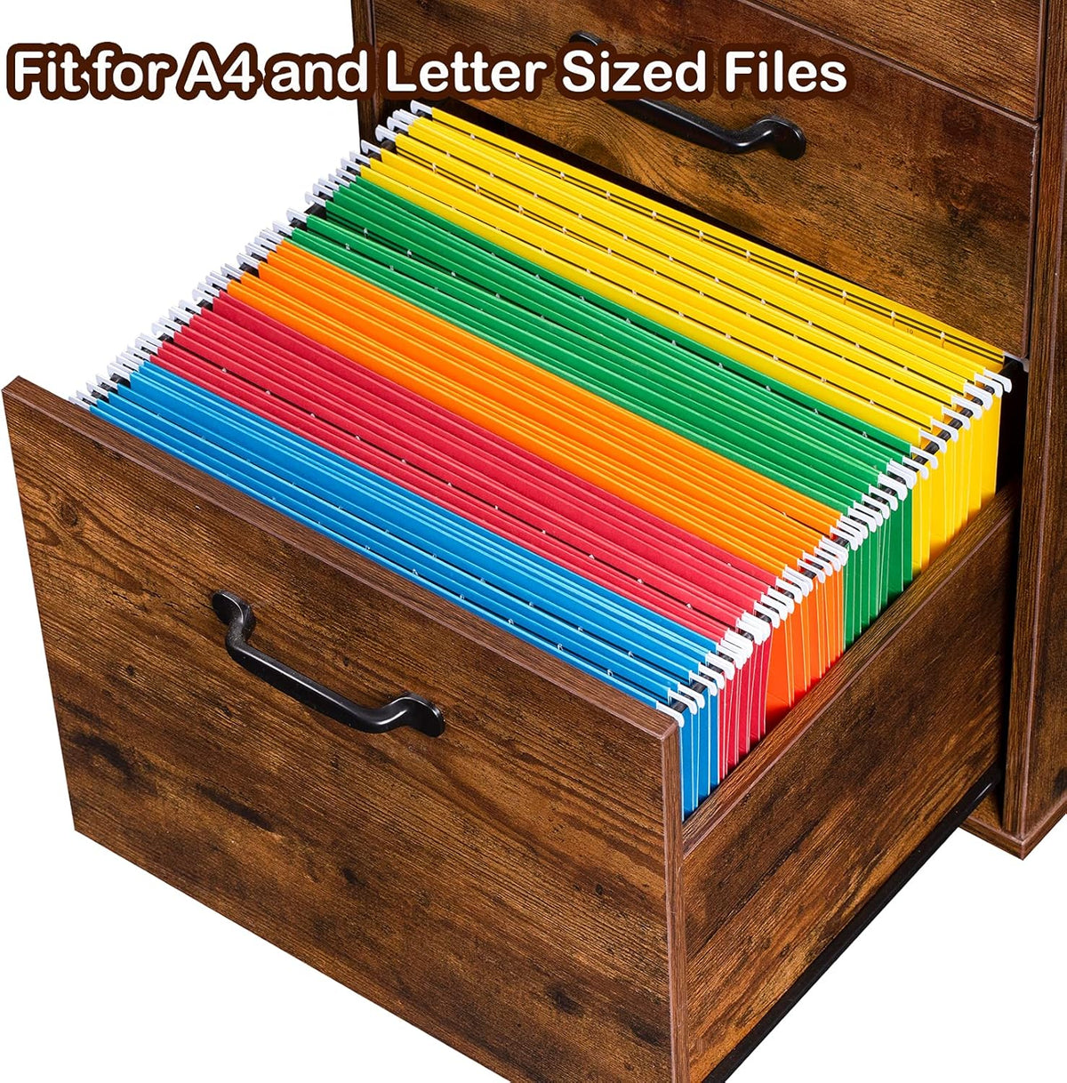 Rustic Brown 2 Drawer Rolling File Cabinet Q73455
