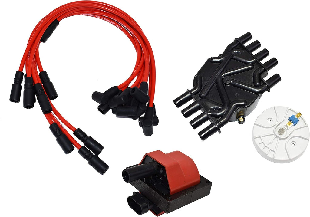 Distributor Cap Rotor Ignition Coil Tune Up Kit with 8.0mm Spark Plug Wires D57413