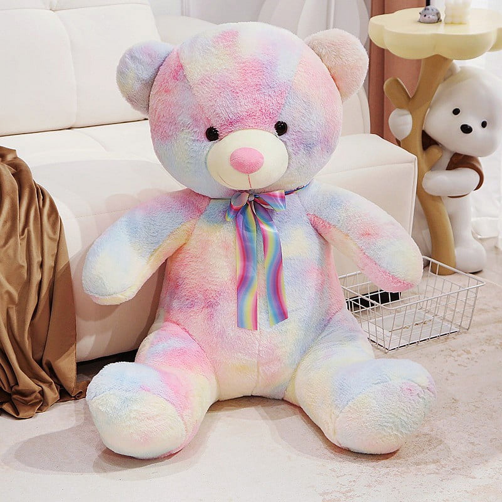 Colorful Ribbon Bear Plush Toy Doll O7343