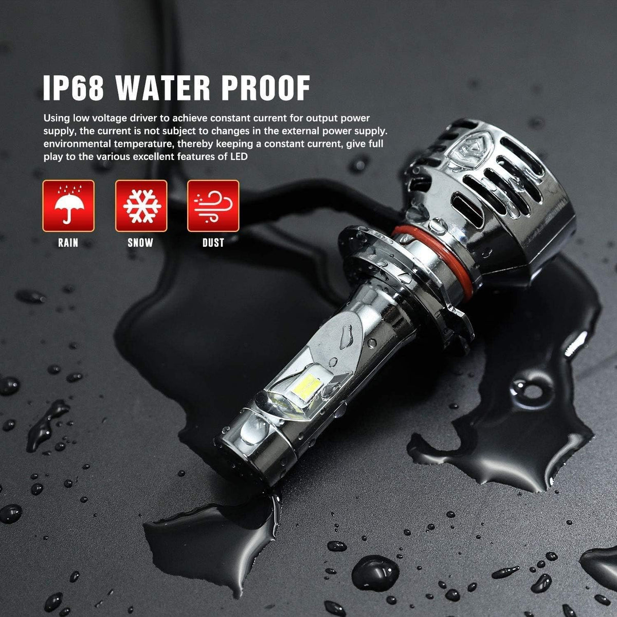 12000LM LED Headlight Bulbs Conversion Kit, 6000K White&Yellow, IP68 Waterproof, Pack of 2 S91358