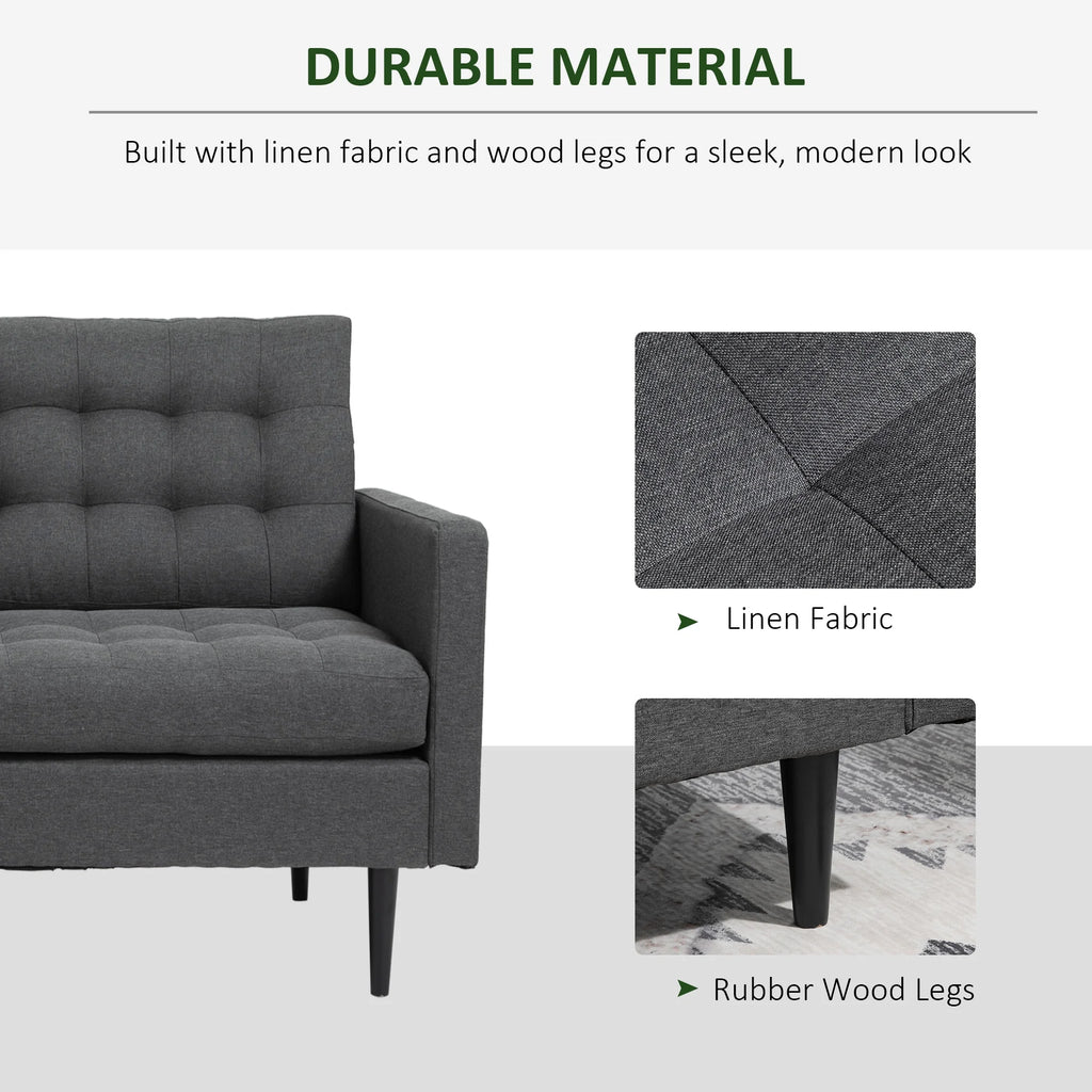 Grey Linen Fabric Convertible Sofa Bed O88930