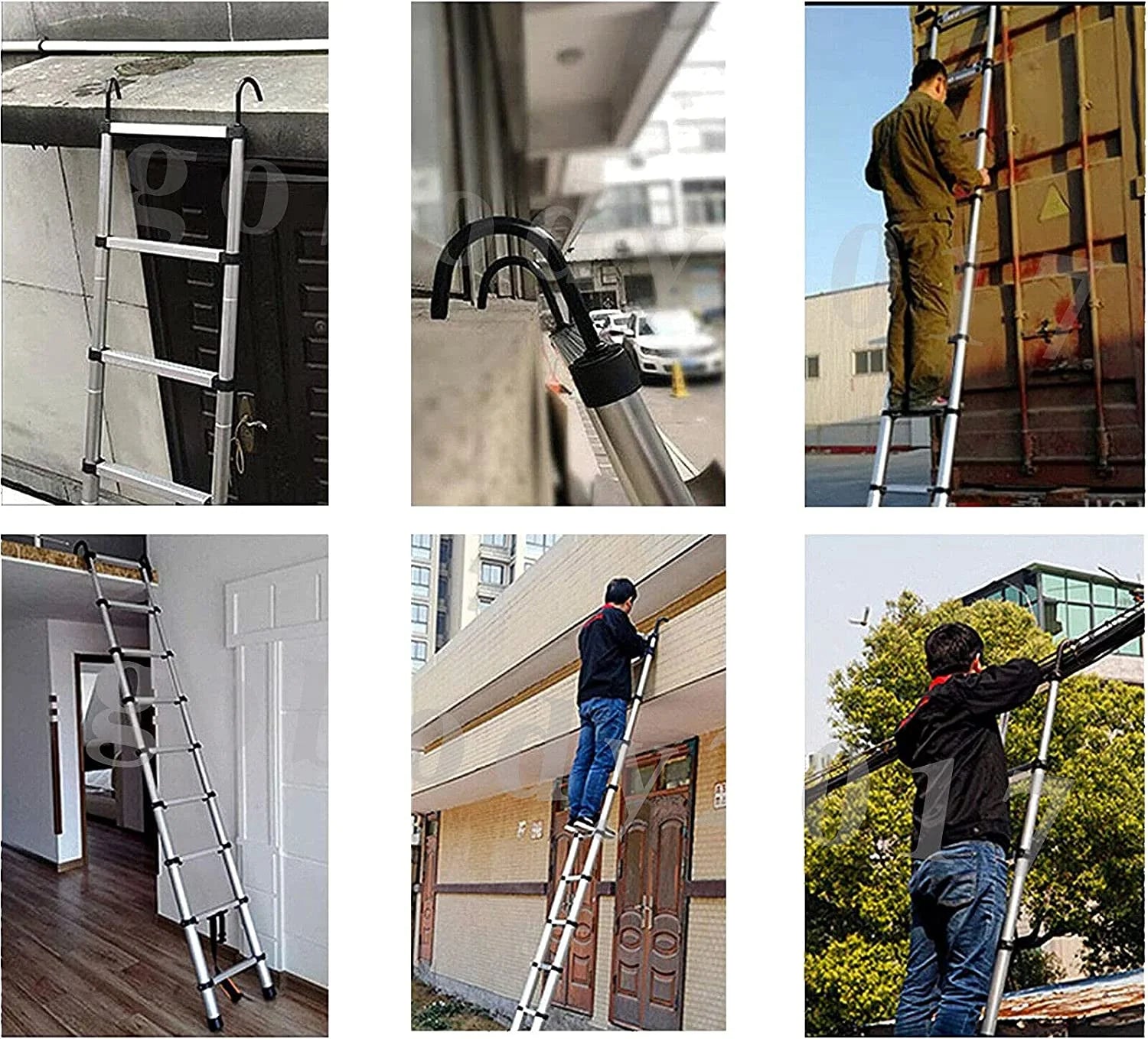20.34 FT Aluminum Telescoping Multi-Position Ladder with Detachable Hook W824