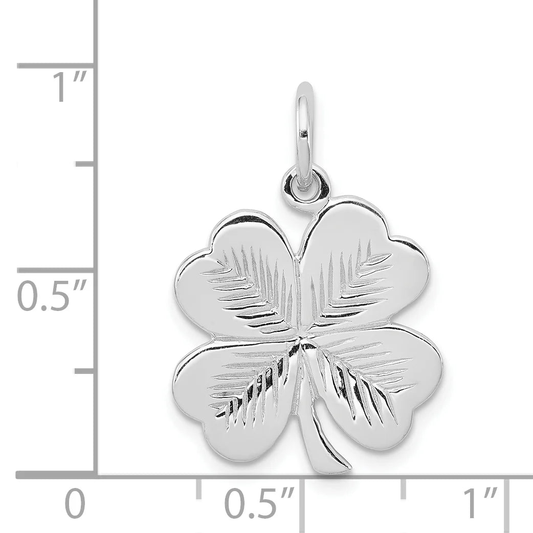 Sterling Silver 4 Leaf Clover Charm Pendant with Rope Chain Necklace 20'' G343