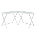 White Glass and Steel Writing Desk V6407