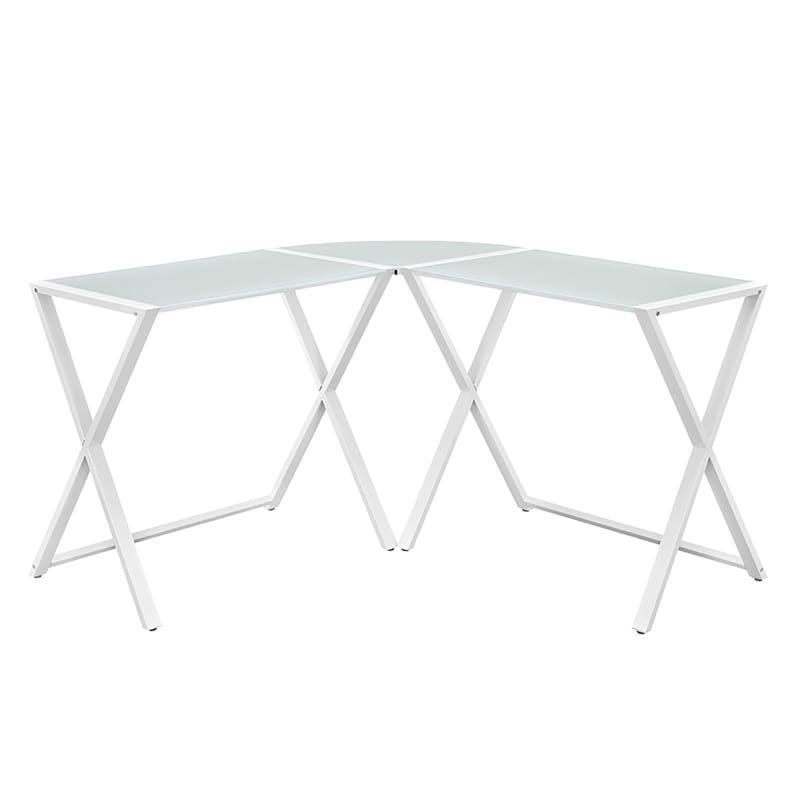 White Glass and Steel Writing Desk V6407