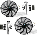 Black Universal Electric Radiator Slim Fan 12V 16 Inch X2 Pack of 2 U225