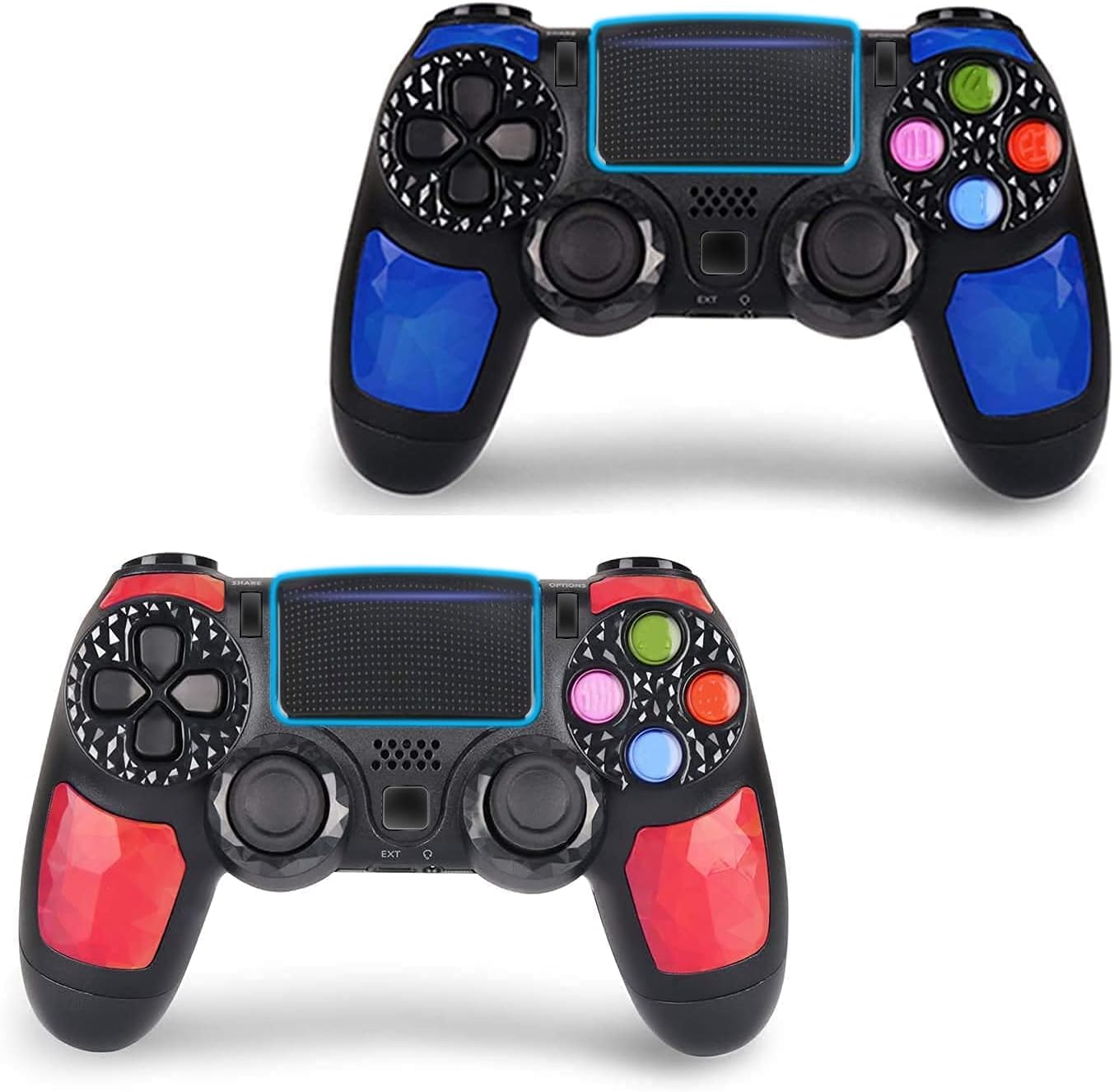 2 Pack Wireless Game Controller for PS4 (Transparent White Blue) N2838