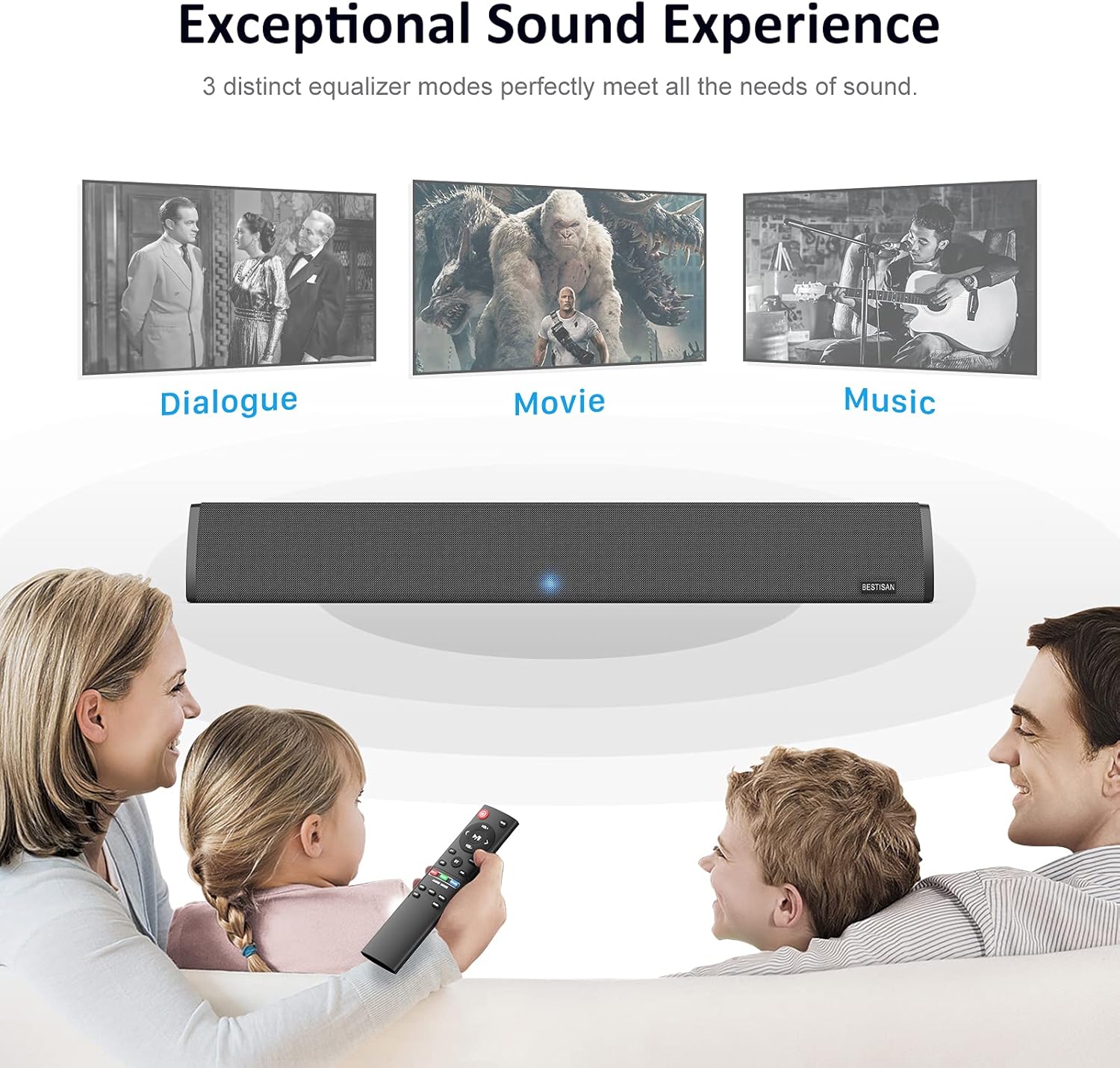 Sound Bar with Built-in Subwoofer, Bluetooth 5.0, 24-Inch E9333